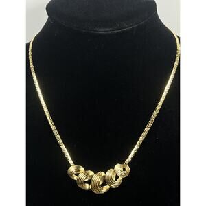 Vintage Gold Tone Ribbon Curls Statement Necklace Avon? Flat Chain